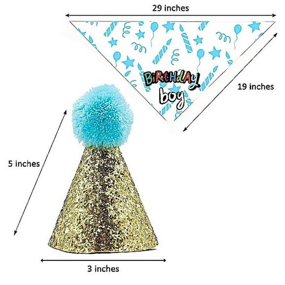 Dog Birthday Boy Bandana New With Birthday Party Hat, Furbaby Pet - Picture 3 of 4